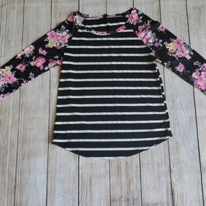 💟Floral Stripe Raglan